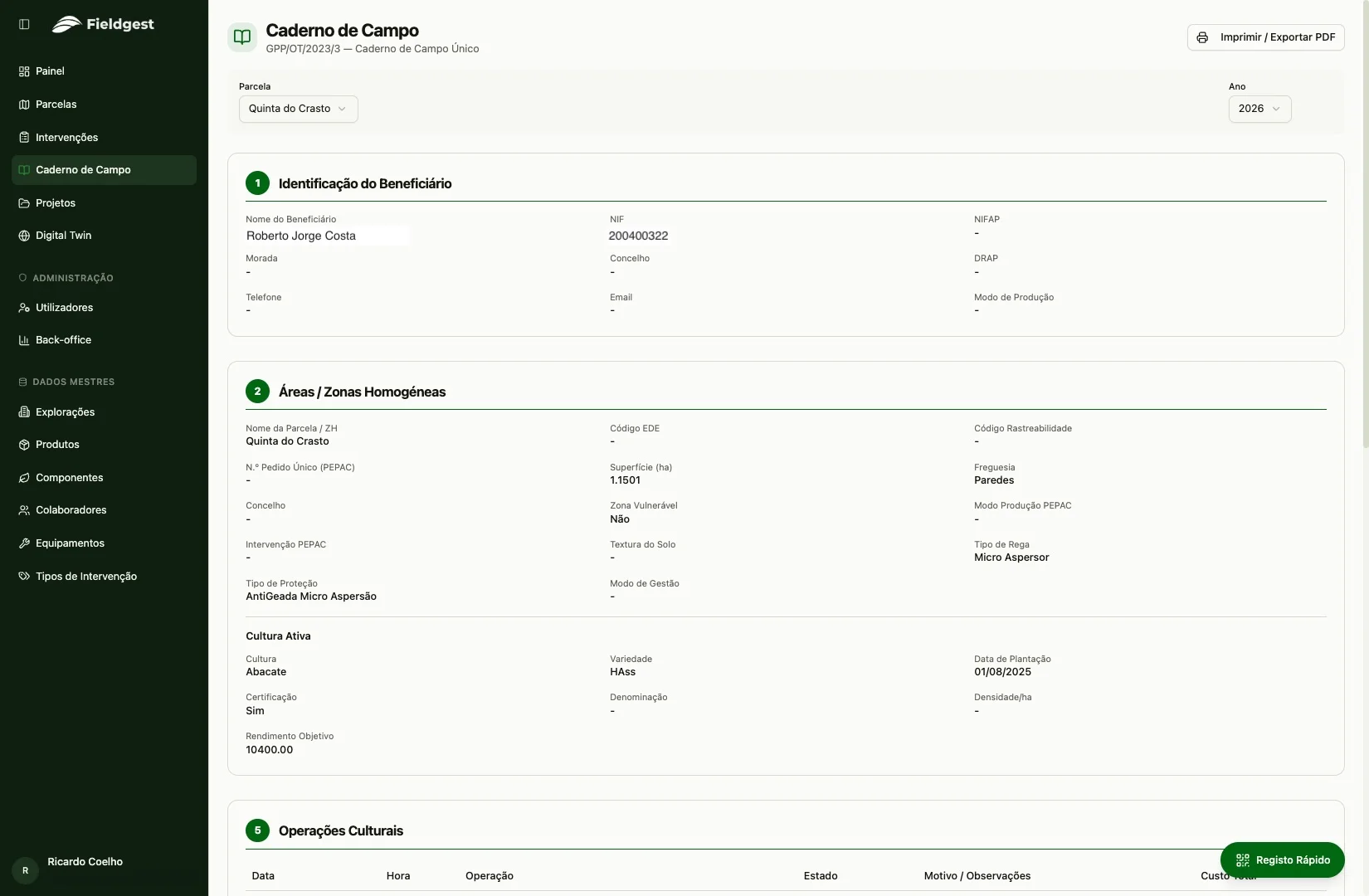 Caderno de campo digital e conformidade legal